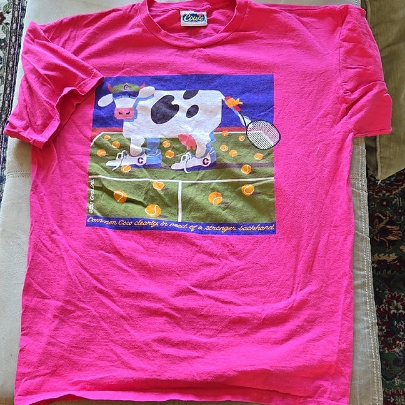 Vintage Marc Gallant Pink Cow Graphic XL T-Shirt - Picture 1 of 6